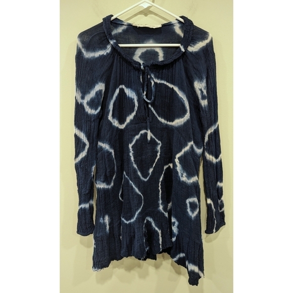 Jen's Pirate Booty Indigo and White Tie Dye Mini Dress Tunic Size Small - Picture 1 of 6